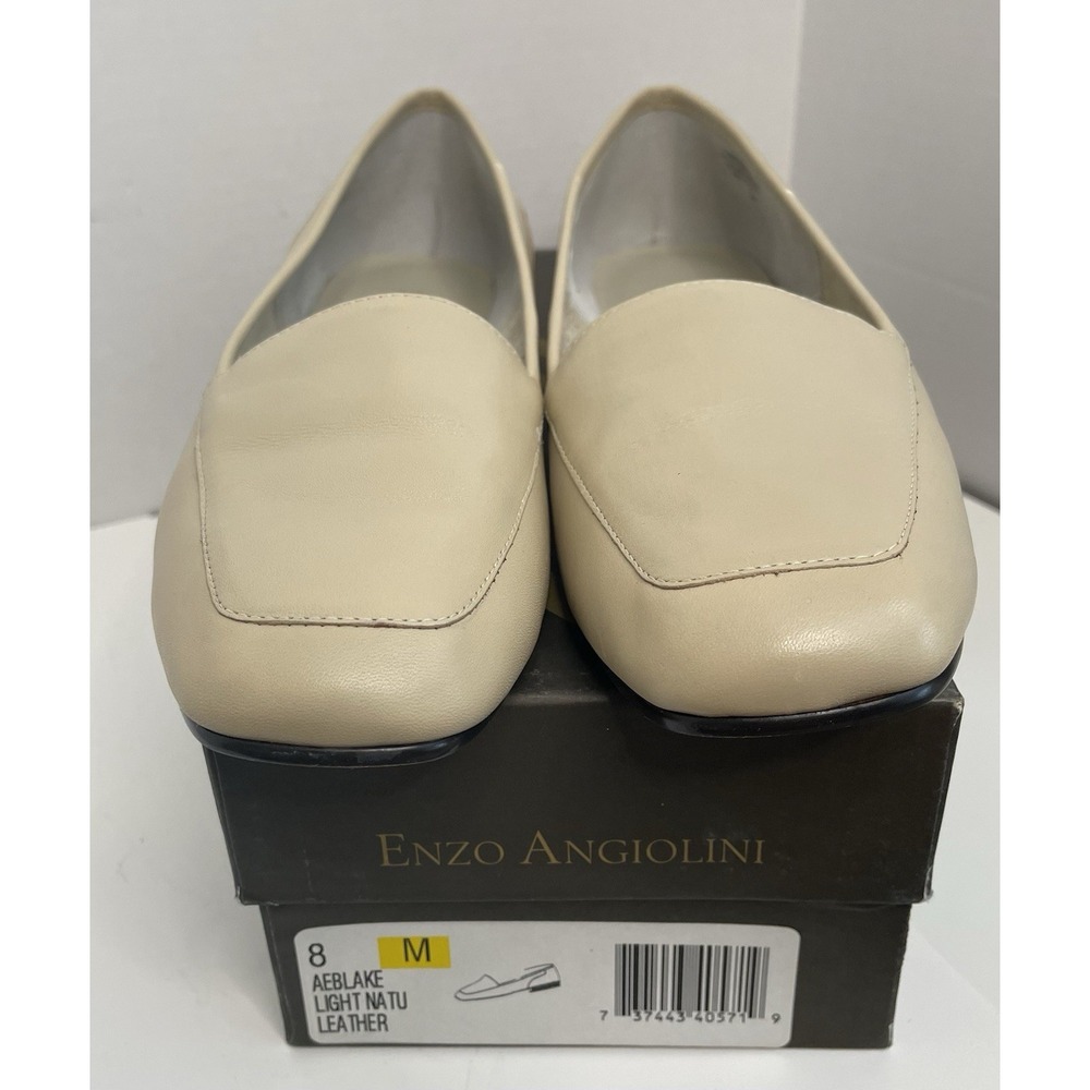 Enzo Angiolini Leather Flats Shoes Womens 8M Light Natural Slip On Casual Loafer